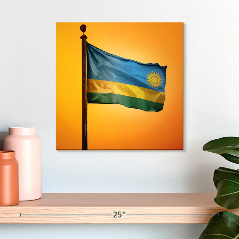 Borges Rwanda Flag Sunset, 16" H x 16" W