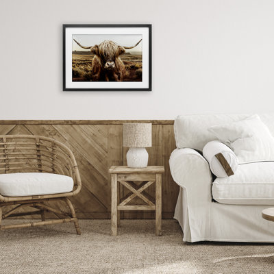 Rugged Vegetation Cattle Portrait Framed Print Under Glass, design by CAD Designs