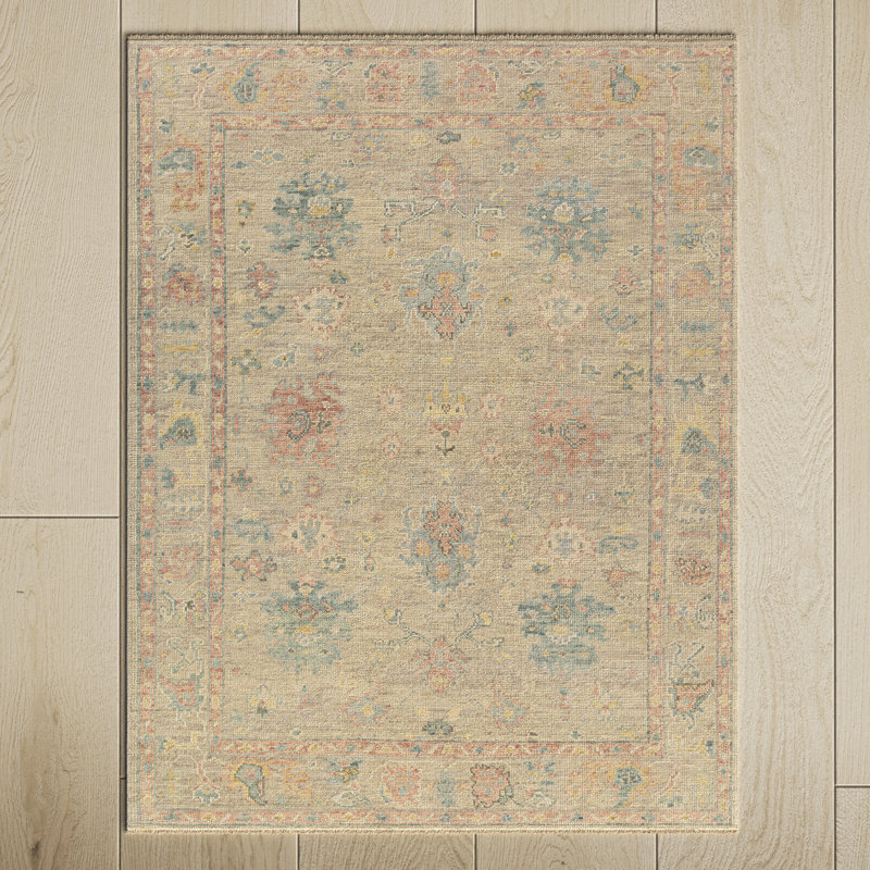 Newham Oriental Hand-Knotted Wool Brown Area Rug, Rectangle 2' x 3'