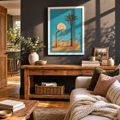 Basketball in the Desert Surrealism - Framed Print