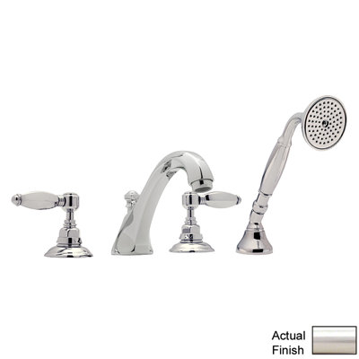 Robinet de baignoire romaine à fixation sur plateau à poignées doubles avec douche à main Country