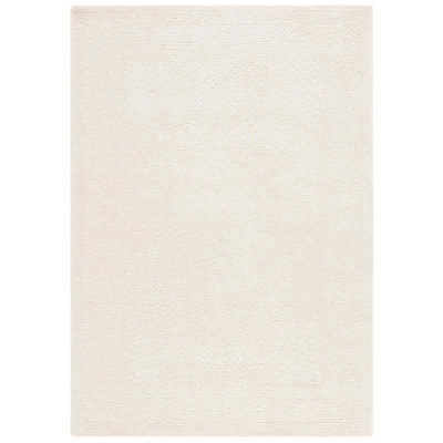 Tapis oriental texturé en coton et laine touffeté à la main ivoire