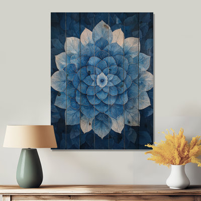 Blue White Hydrangea Kaleidoscope Hydrangea - Hydrangea Wood Wall Decor - On Natural Pine Wood