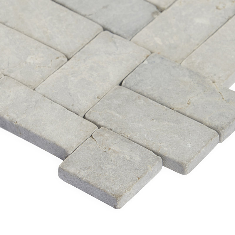 Picturesque Interlocking 11.81" x 11.81" Natural Pebblestone Mosaic Floor and Wall Tile (0.97 Sq. Ft. / Each), Gray