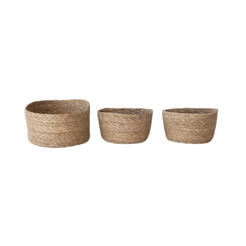3-Piece Hand-Woven Seagrass Nesting Baskets