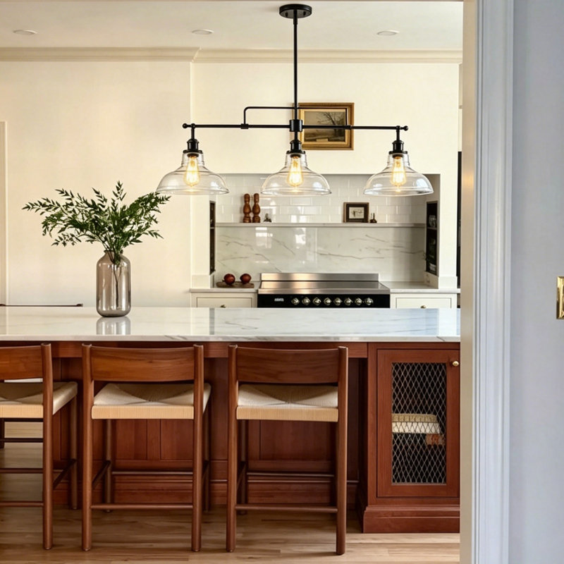 3 - Light Glass Kitchen Island Pendant Light