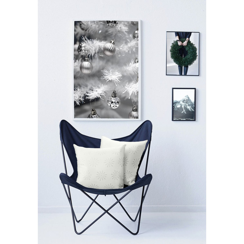 Brais Square Cushion, 39cm H x 39cm W, White/Silver, Polyester/Polyfill