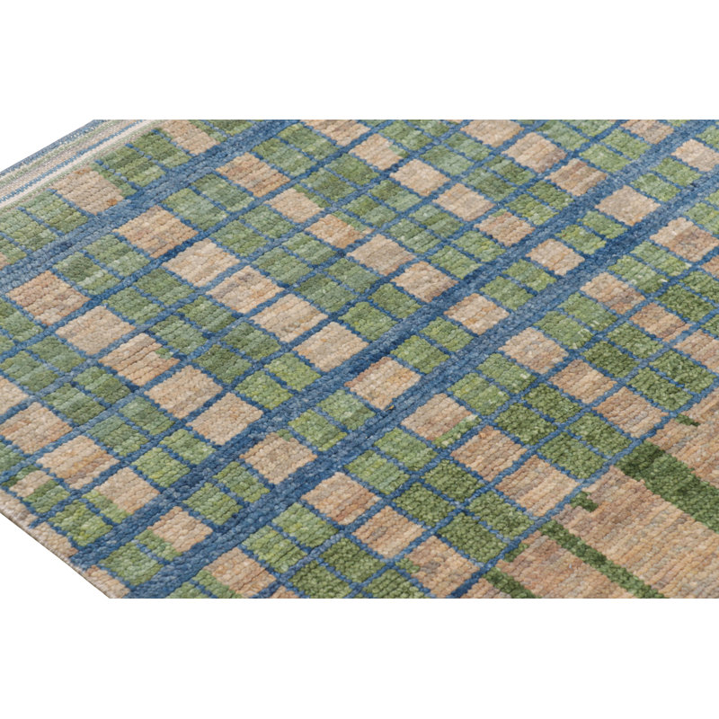Moroccan Hand Knotted Geometric Area Rug, Rectangle 6' x 8'