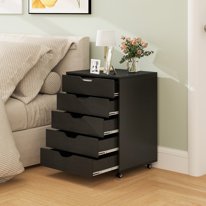 49 cm W 5 -Drawer Filing Cabinet, Black