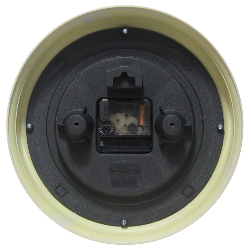 9.5" Yellow Plastic Retro Wall Clock with Black Metal Hands
