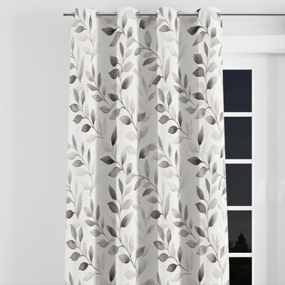 Rideaux occultant à motif oriental - Bonnet gris avec œillets - 1 panneau