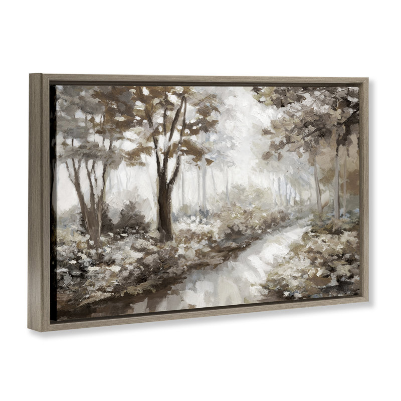 Ruisseau Misty Forest, H 17 po x l 25 po, Cadre flottant orme Montalcino