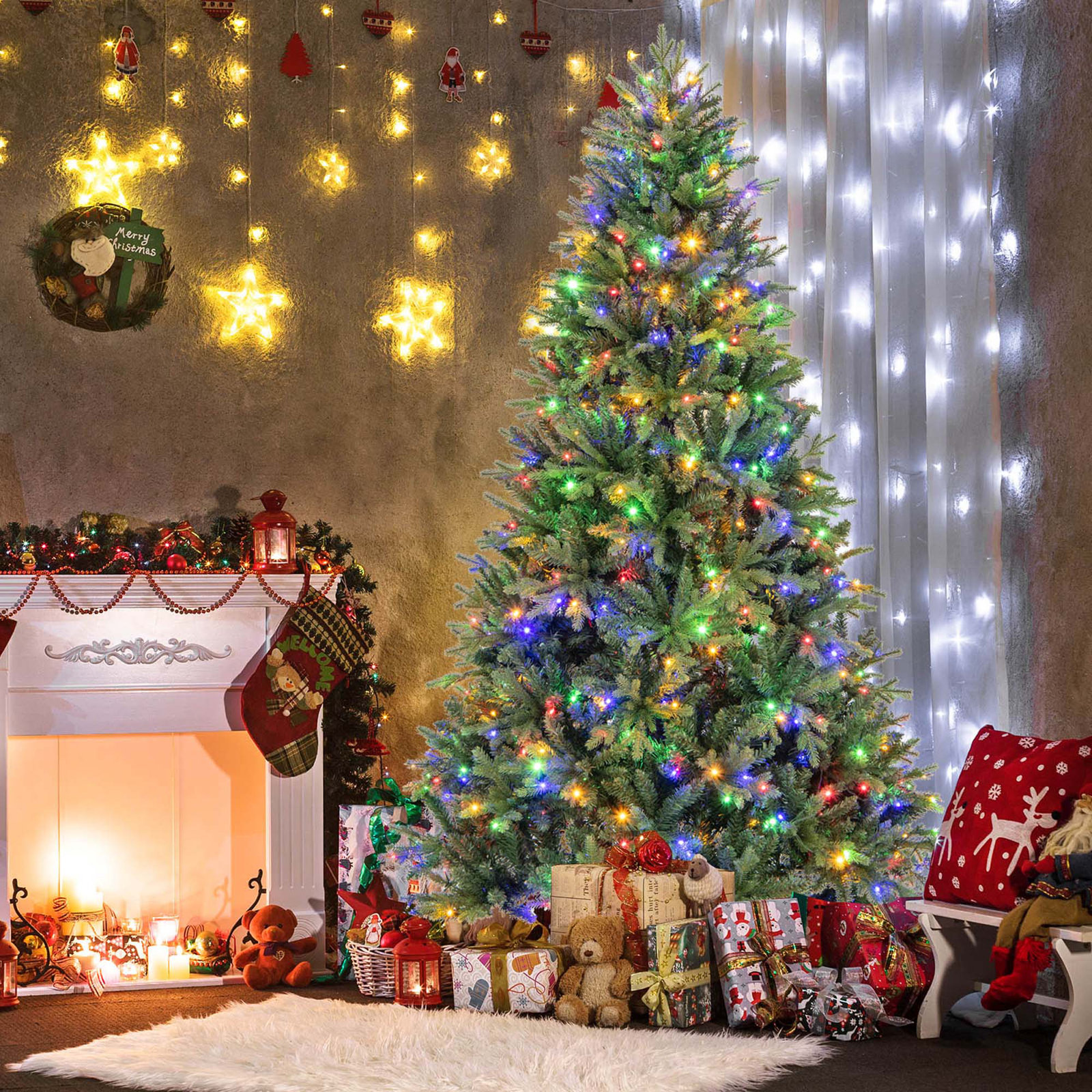 7' Lighted Artificial Christmas Tree