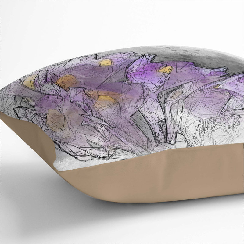Wild Orchid Flowers Cushion with Filling, Stone, 40cm H x 40cm W x 15cm D