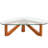 Issie Triangular Coffee Table – Tempered Glass Top with Stained Rubberwood Cross Base, Modern Living Room Accent Table with Anti-Slip Pads Centerpiece-1996745267
