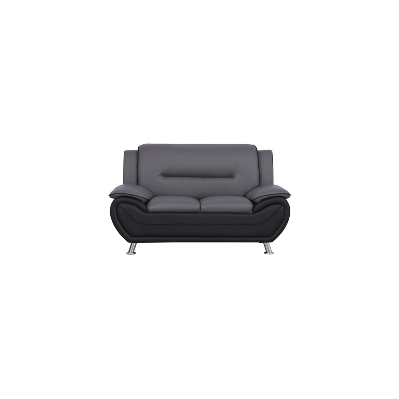 Causeuse en cuir 60 po Bernartice, Similicuir gris / noir