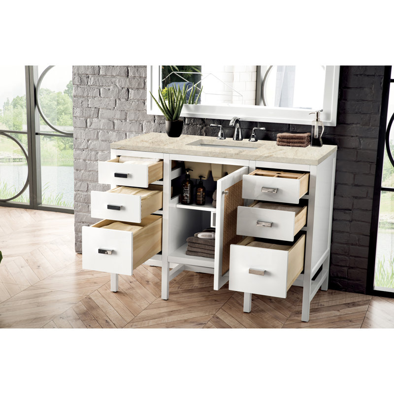 Addison 48'' W Single Vanity, Glossy White, 8" Widespread, Tajnar Eclos