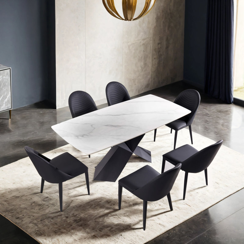 Ensemble de table de salle à manger 7 pièces Luize, Noir