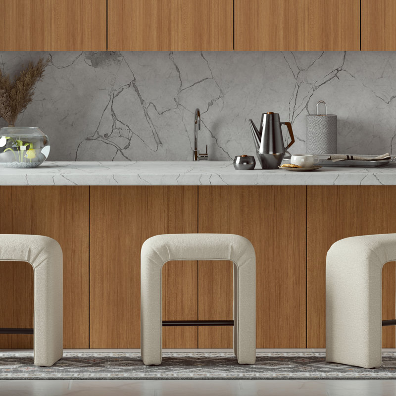 Berik Upholstered Counter Stool, Boucle , Palladian Beige