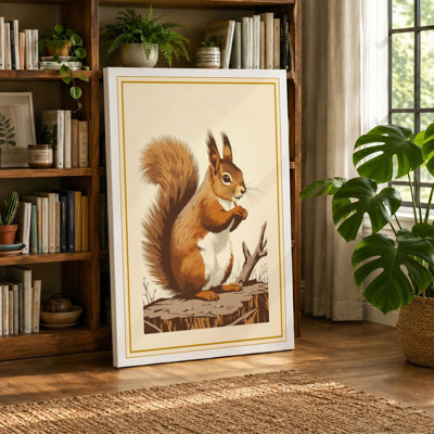 Red Squirrel Portrait Boho - Wrapped Canvas