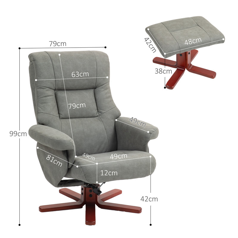  Corin Upholstered Recliner with Footstool