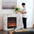 43.31" Smoky Gray Imitation  Marble Landscape Heat Electric Fireplace