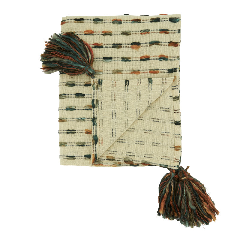 Cozy Striped Multicolor Woven Throw Blanket, 50"x60"