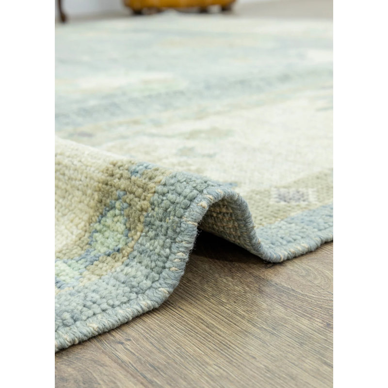 Tapis bleu sarcelle rétro 6 pi 11 po x 9 pi 9 po Vintage