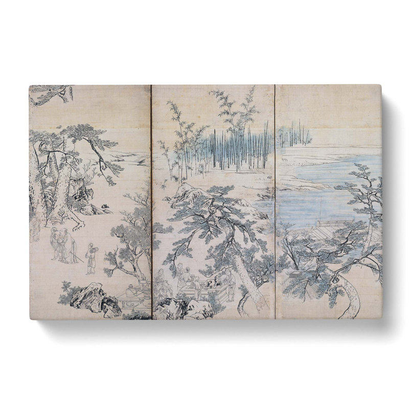 Gathering In An Orchid Pavilion by Maruyama Okyo - Wrapped Canvas Painting, 40cm H x 60cm W x 3cm D