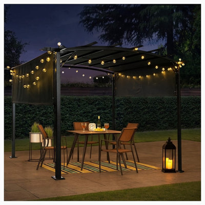 Pavillon de jardin d'extérieur de 12 x 9 pi avec auvent rétractable et cadre en acier