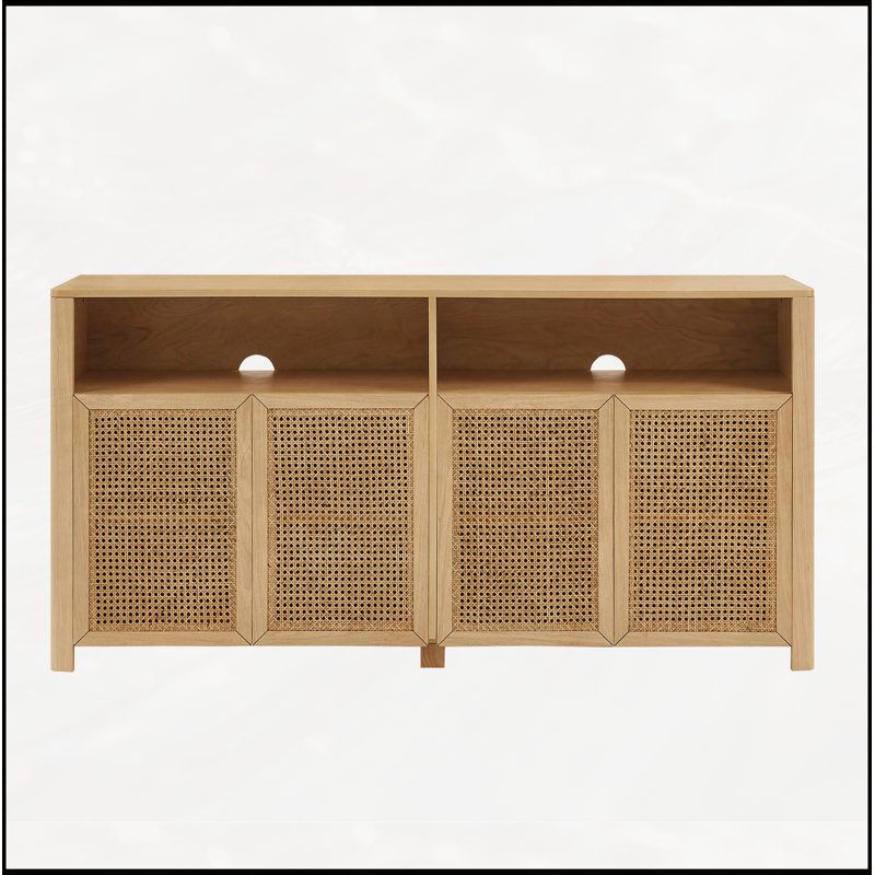 Buffet en rotin avec rangement spacieux, Naturel
