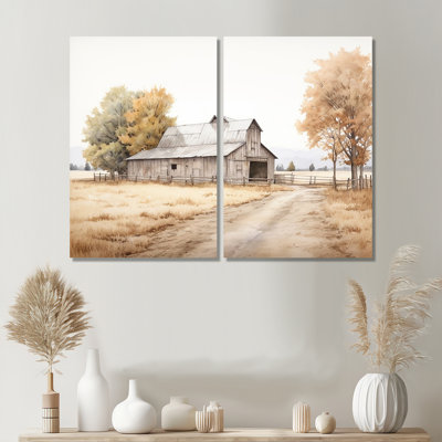 Barn Scenery Minimalism Landscape - Large Barn Wall Art