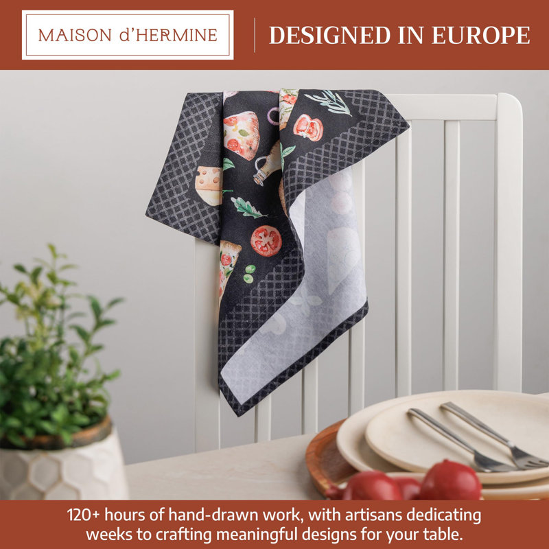 Serviette de table Maison d'Hermine Pizza 100 % coton - 45,7 cm x 45,7 cm