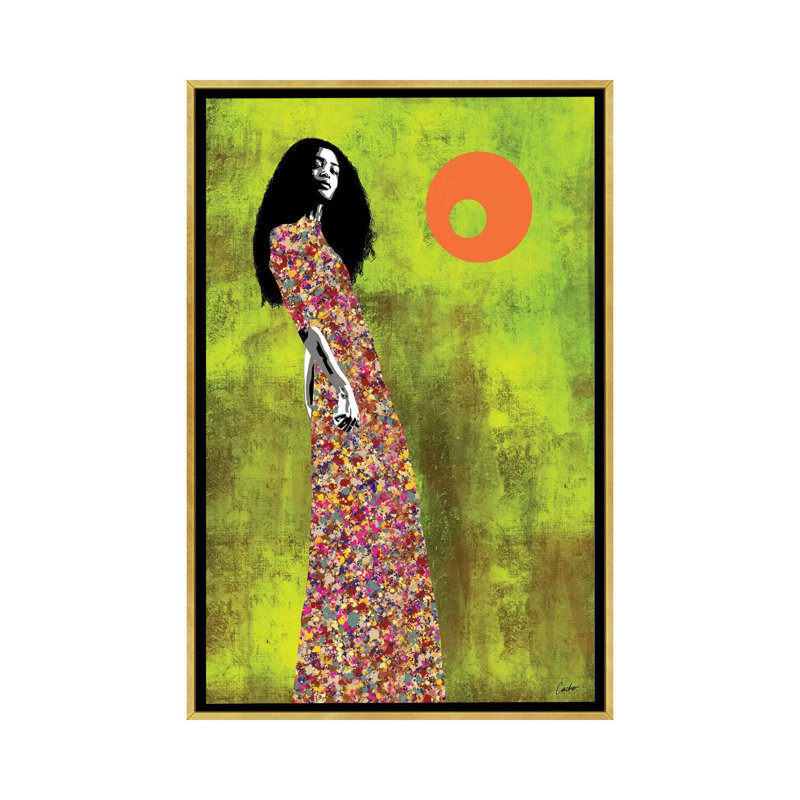« I wait again » par Jose Cachi, reproduction d’art, H 48 po x l 32 po x P 1,5 po, Toile encadrée d'or, Pas de tapis