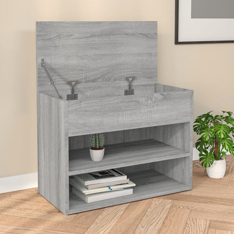 4 Pair Shoe Storage Bench, Grey Sonoma