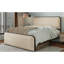 Cadre de lit très grand en métal, tête de lit tapissier beige et support de poids de 800 lb, cadre de rangement inférieur avec structure et