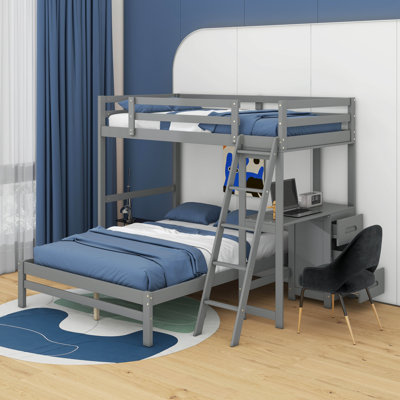 Twin Over Full Bunk Bed With Desk And Drawers