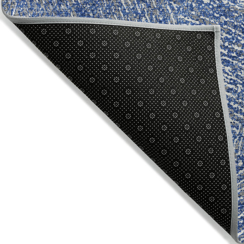 Navy Rectangular Flat Woven Synthetic Rug, 20x30 inches