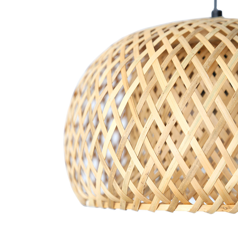 Vintage Style Floor Lamp with Bamboo Lampshade and Base