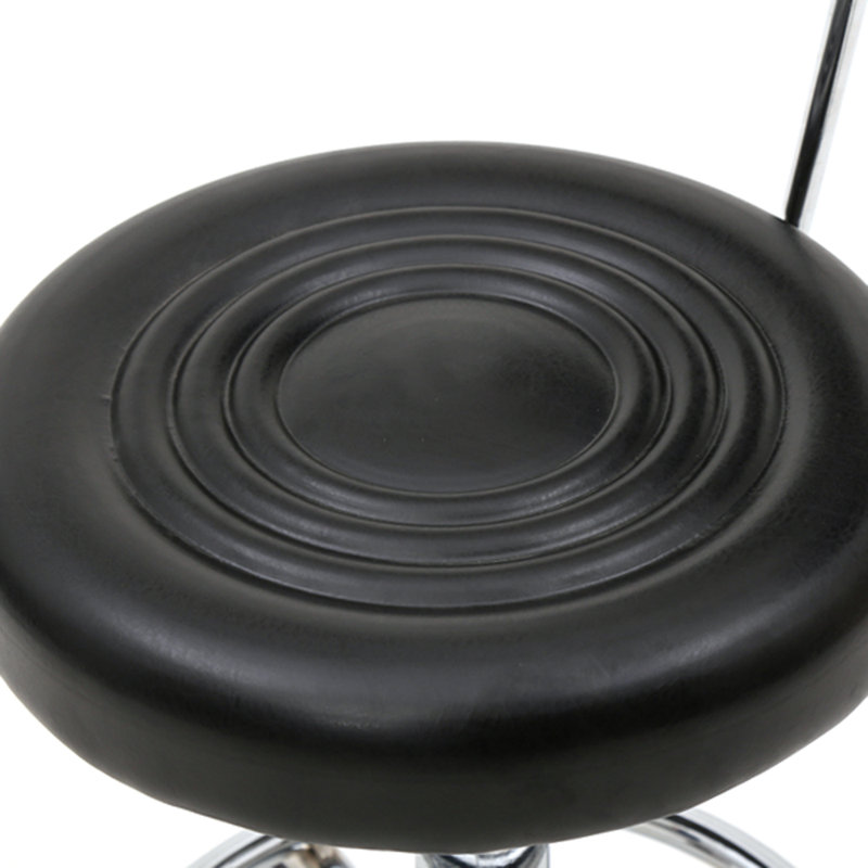 Backed Adjustable Height Ergonomic Lab Stool with Wheels, Black