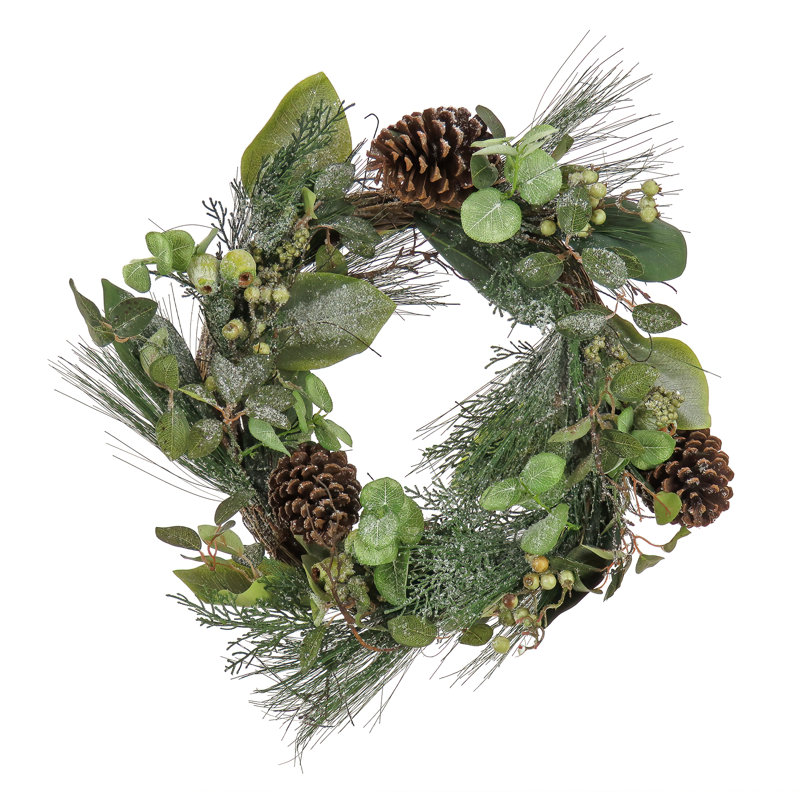 24" Pine Berry Cone Plastic Wreath