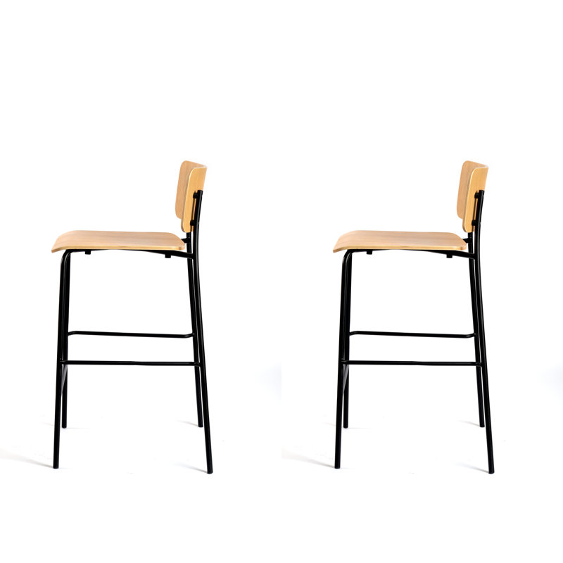 Mia Counter Stool with Metal Frame, Bar Stool (29.5" Seat Height), Natural Oak