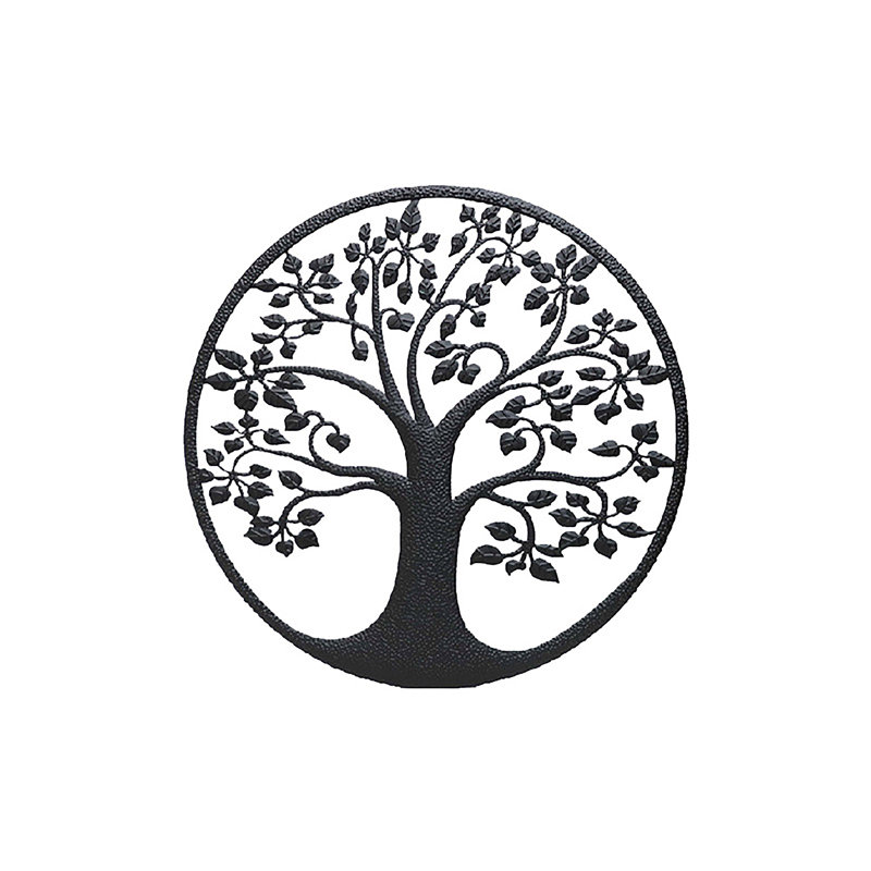 Décoration murale ronde noire «Tree of Life», H 16 po x l 16 po x P 0,5 po