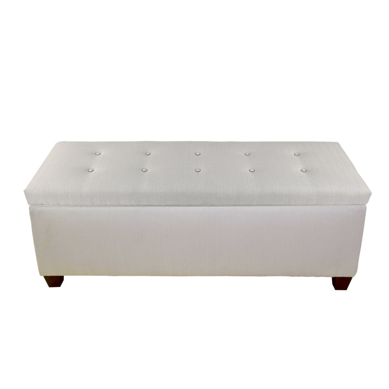 Hearns Polyester Blend Upholstered Storage Bench, Platinum