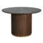  Table de salle à manger à piédestal en bois de noyer de 47,25 po, table de cuisine à colonne cannelée de luxe, table de présentation circulaire contemporaine avec base dorée pour 4-1129591519