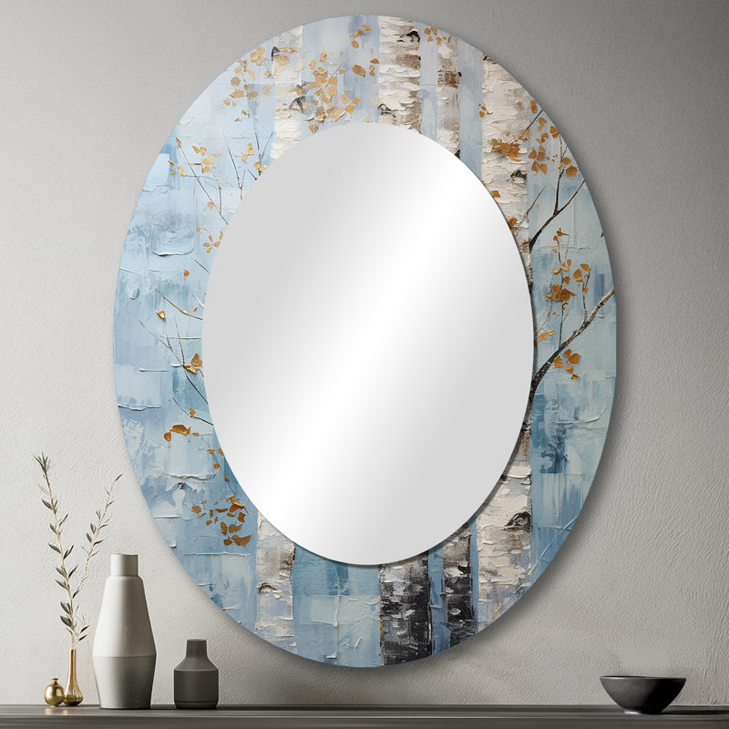 Miroir mural argenté, H 43 po x l 33 po