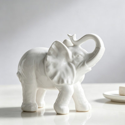 9.1x4.2x7.5" Trumpeting Elephant Accent