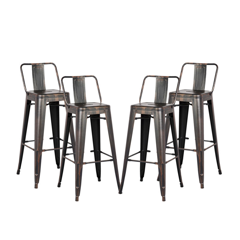 Ensemble de 4 tabourets de bar en métal avec dossier, tabouret de bar de cuisine