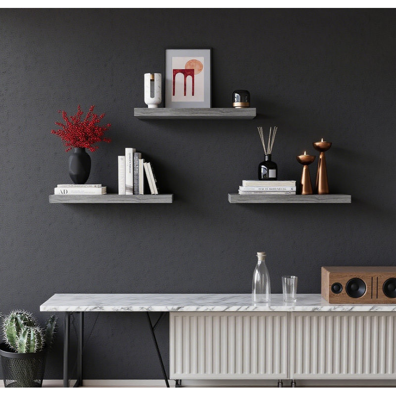 Ensemble de 3 tablettes flottantes pour la décoration murale, tablettes de présentation peu encombrantes pour le salon, la chambre à coucher, la salle de bain et la cuisine