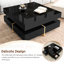 Black Coffee Table With 4 Drawers And Glossy Surface For Living Area, 31.5''X31.5' Square Room Gloss Finish, 31.5''X31.5'',
